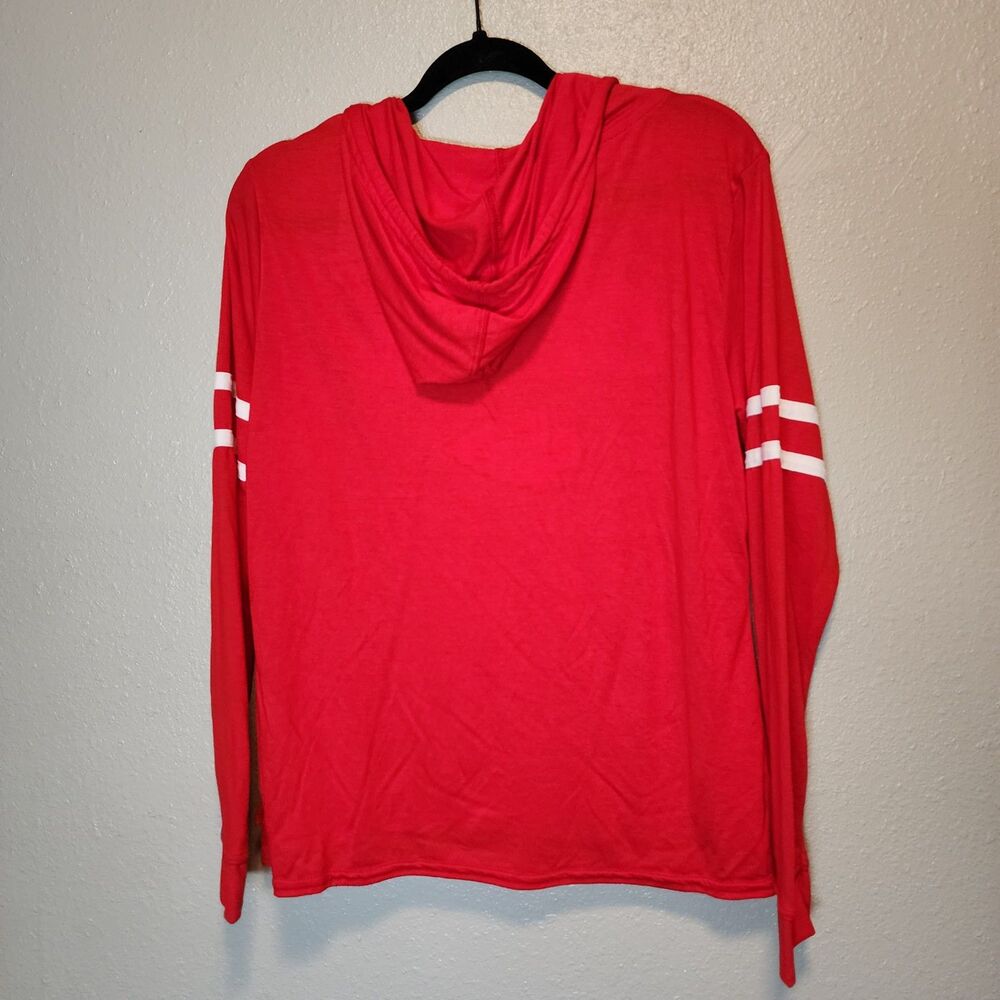 NFL Team Apparel Womens L Kansas City Chiefs Lightweight Hooded Shirt Red